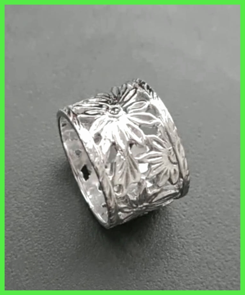 Collection VM Jewels Luxury Gold&Silver Anello fascia Larga in Argento 925